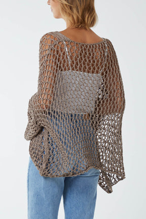 Oversized Cotton Crochet Jumper