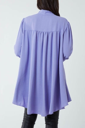 Oversized Pussy Bow Button Blouse