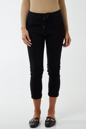 Magic Bengaline Super Stretch Black Drawstring Trousers