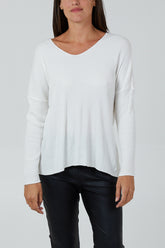 Wool Blend V-Neck Ribbed Fitted Jumper