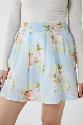 Spring Flower Print Short Skirt
