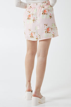 Spring Flower Print Short Skirt