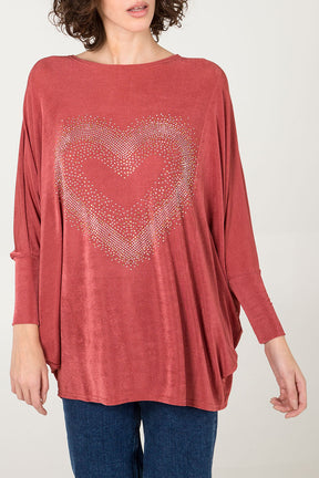 Diamante Heart Oversized Top