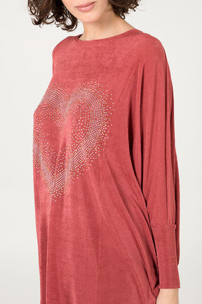 Diamante Heart Oversized Top