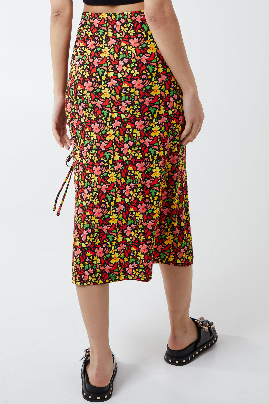 Ruched Front Midi Skirt