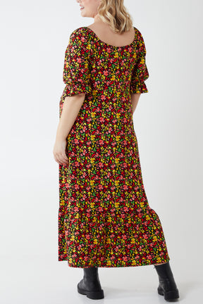 Curve Floral Gypsy Midi Smock Dress