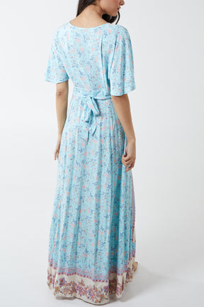 V-Neck Button Down Maxi Dress