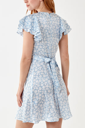 Floral Print Double Frill Dress