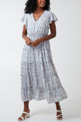 Tiered Maxi Dress With Shirring