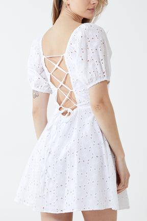 Lace Up Back Mini Dress