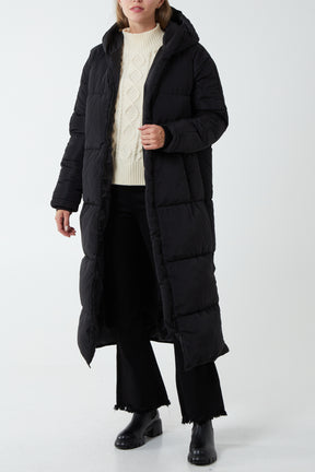 Oversized Hooded Zip Puffer Coat