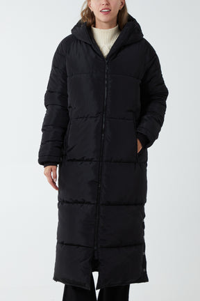 Oversized Hooded Zip Puffer Coat