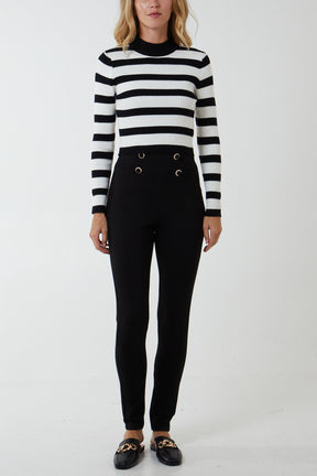 High Waisted Button Front Legging