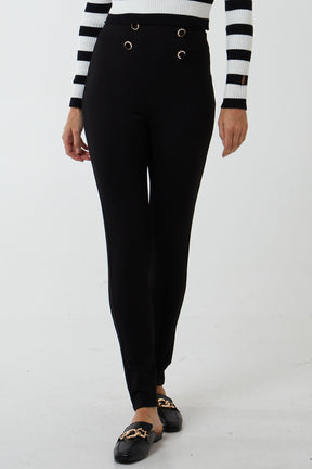 High Waisted Button Front Legging