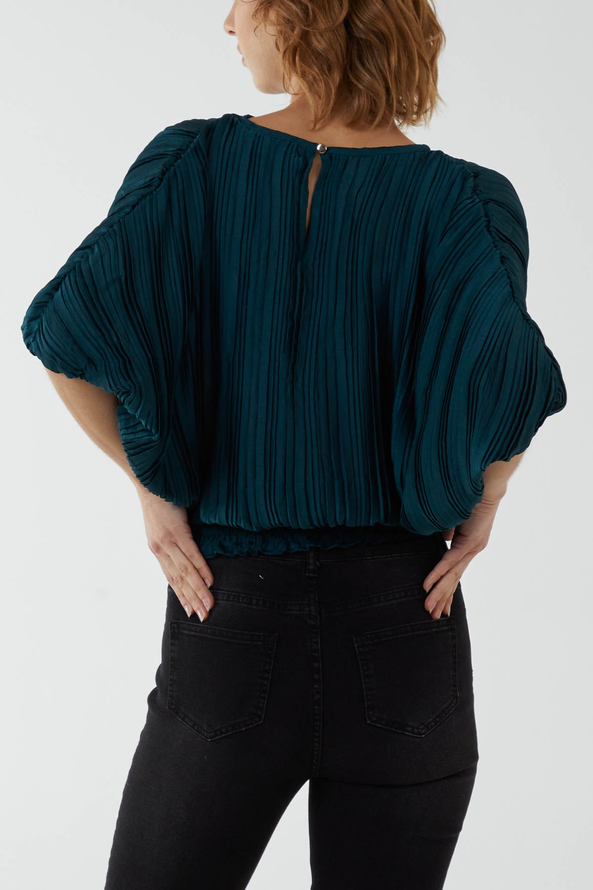 Oversized Pleated Batwing Top
