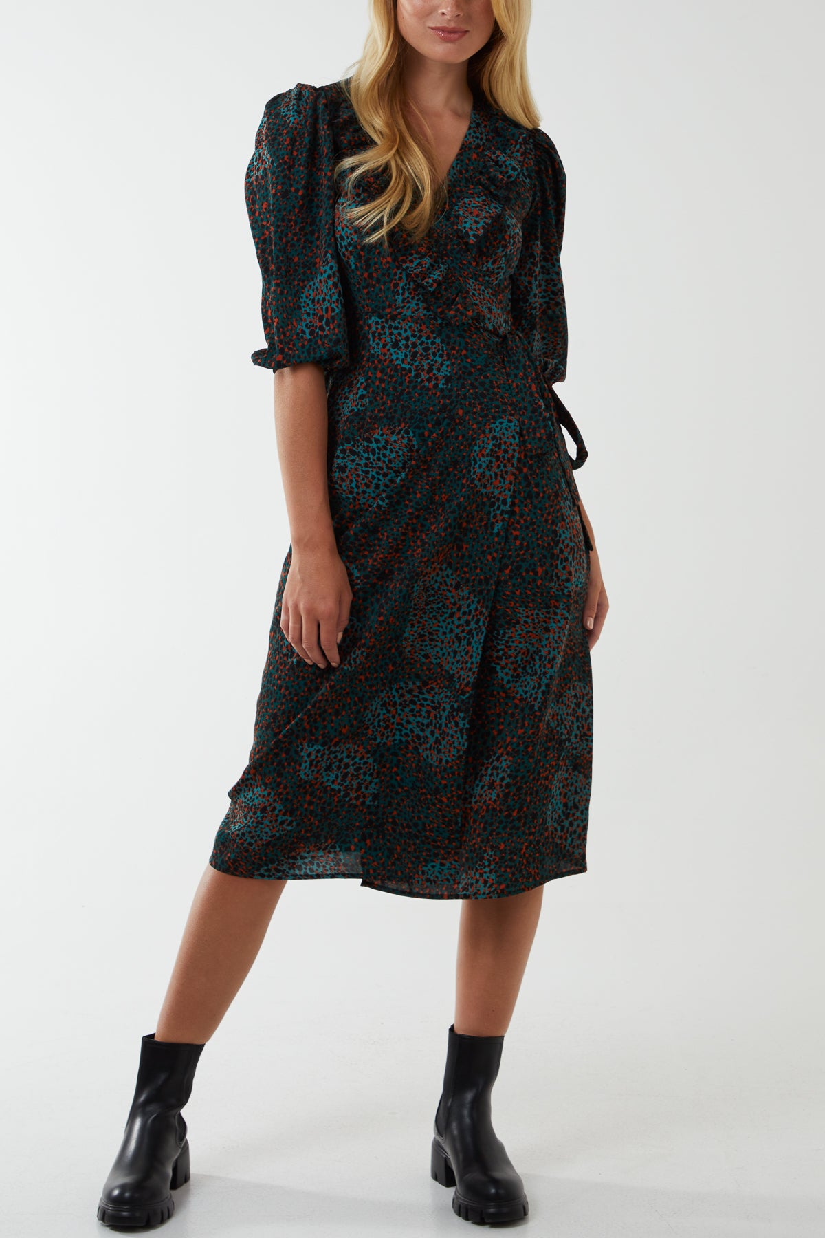 Ruffle Front Wrap Dress