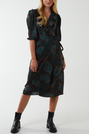 Ruffle Front Wrap Dress