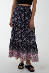 Paisley Floral Elasticated Maxi Skirt