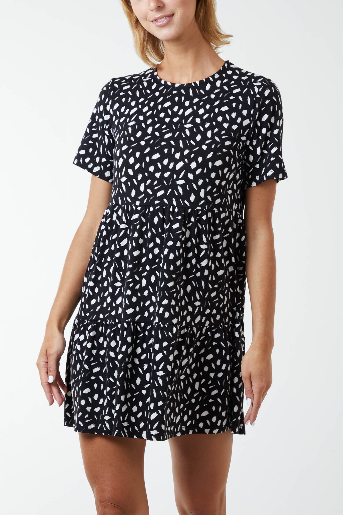 Abstract Dot Print Mini Smock Dress