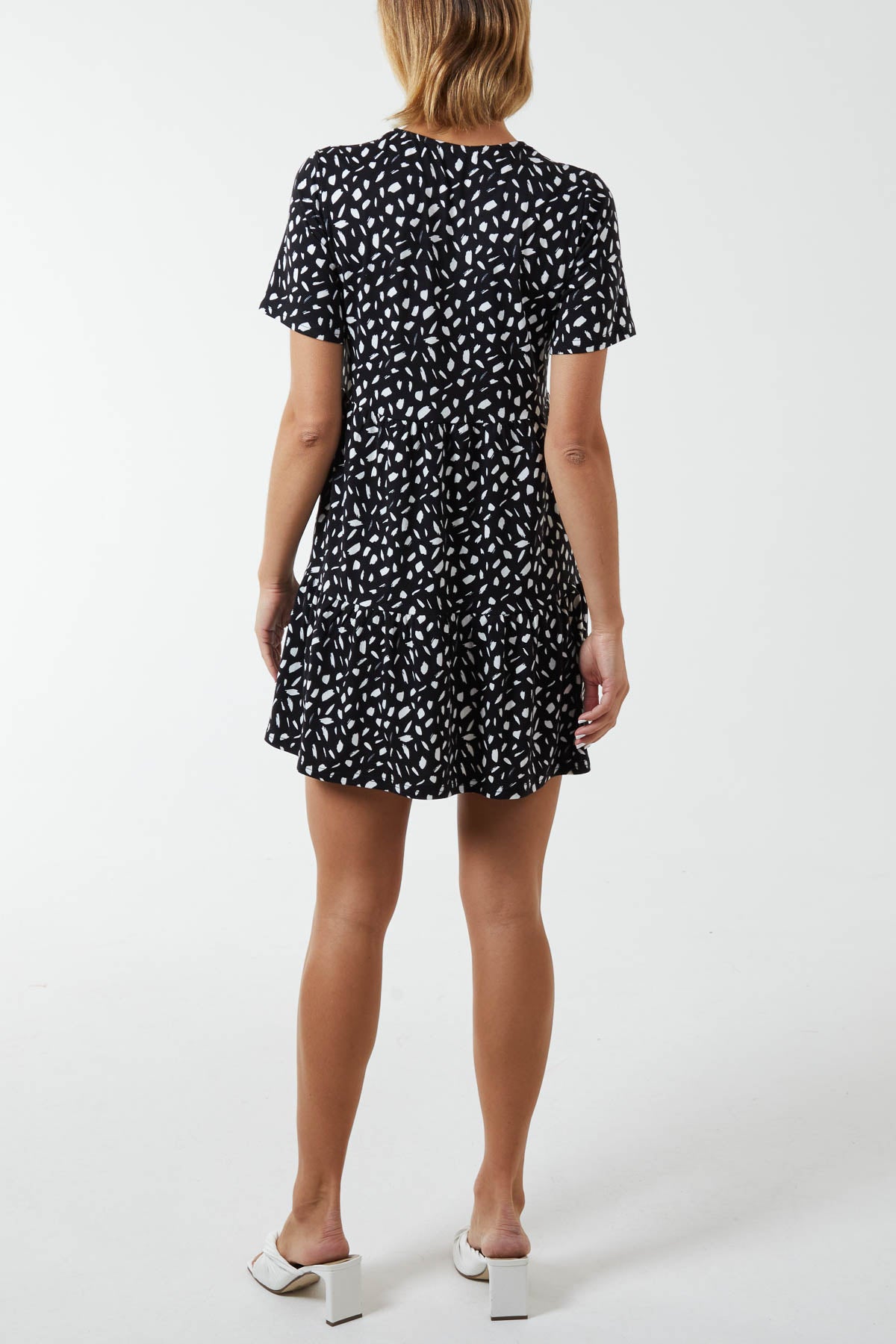 Abstract Dot Print Mini Smock Dress