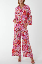 Floral Oversized Shirt And Wide Leg Trousers Co-Ord