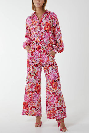 Floral Oversized Shirt And Wide Leg Trousers Co-Ord