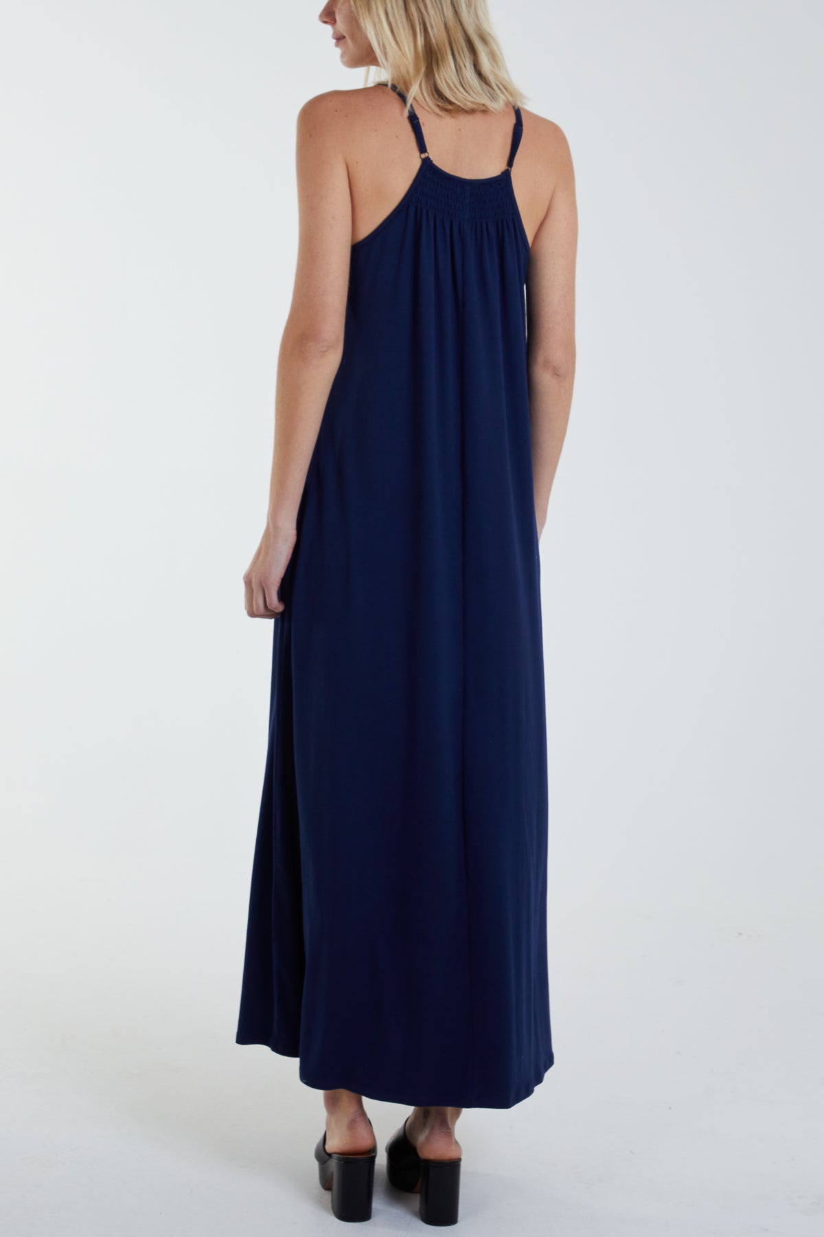 Shirred Halterneck Grecian Maxi Dress