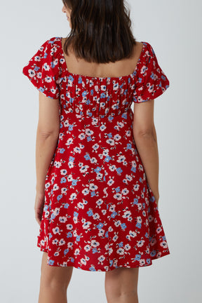 Ruched Bust Floral Mini Dress