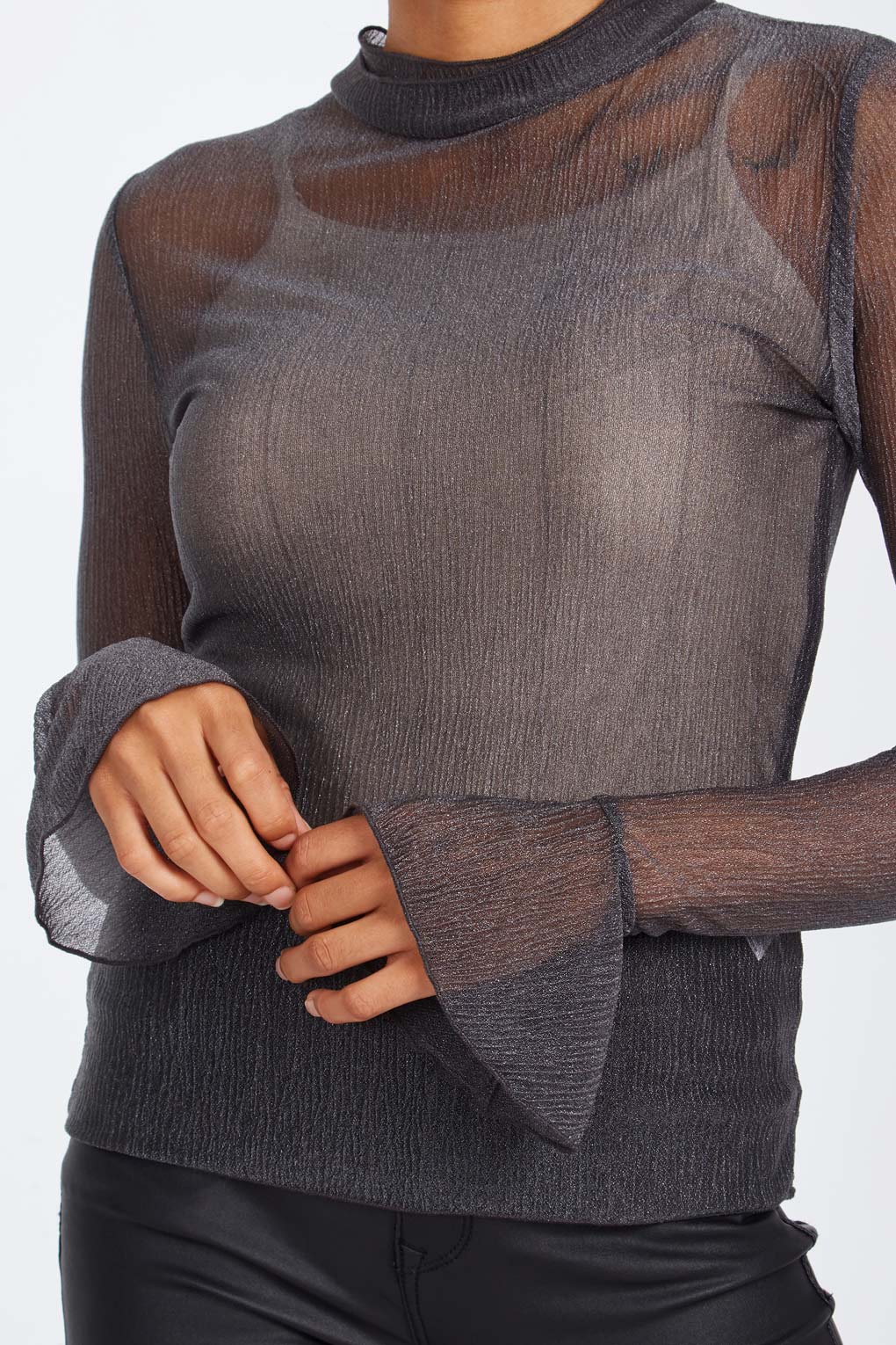 Crinkle Frill Sleeve Top