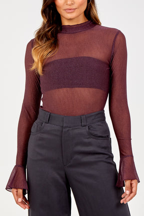 Crinkle Frill Sleeve Top