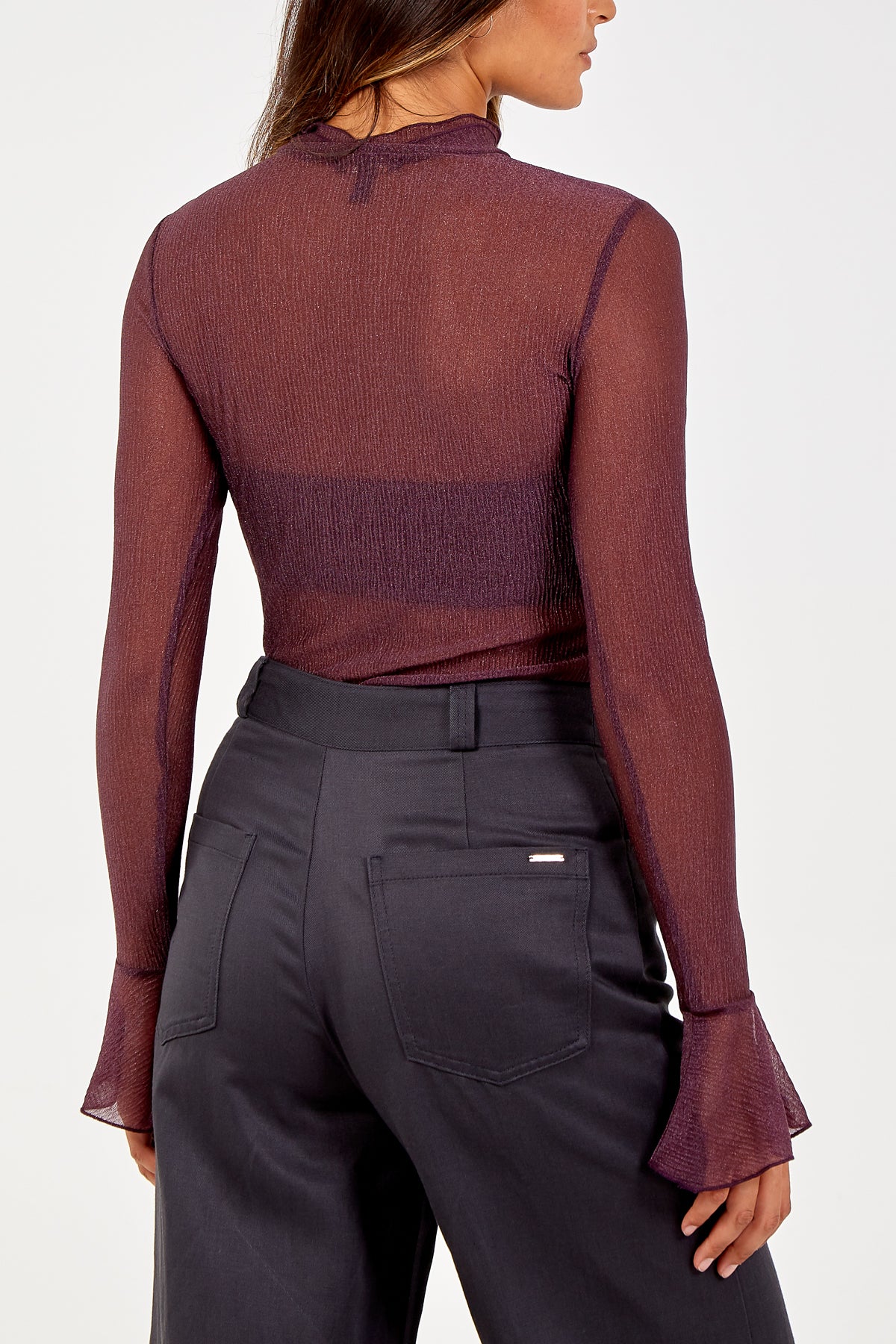 Crinkle Frill Sleeve Top