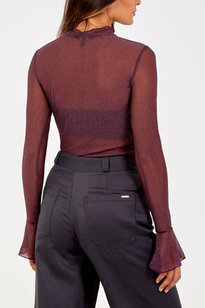 Crinkle Frill Sleeve Top