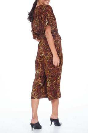 Animal Kimono Wrap Jumpsuit