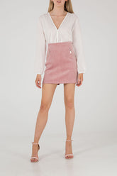 Plain Mini Skirt With Zips