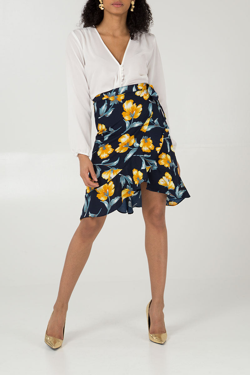 Frill Tie Front Skirt