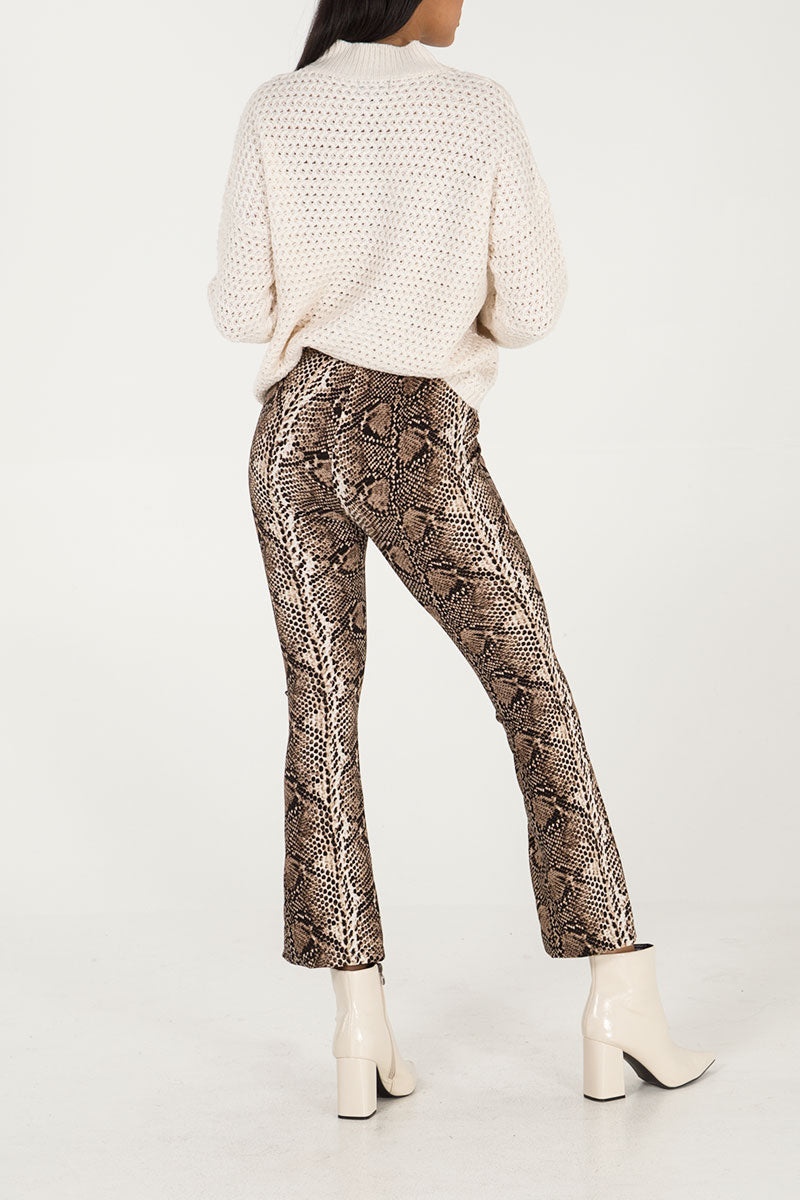 Snake Print Zip Front Trousers