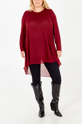 Curve Chiffon Insert Split Back Top
