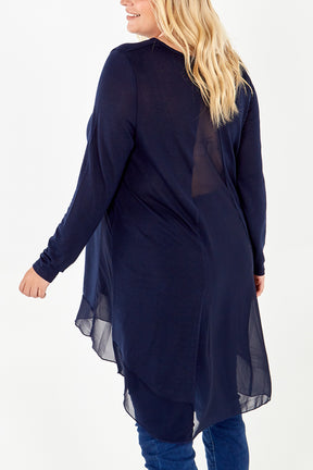 Curve Chiffon Insert Split Back Top