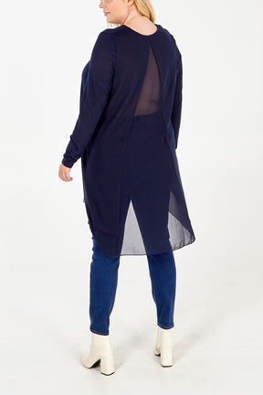 Curve Chiffon Insert Split Back Top