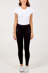 PU Stripe Zip Pocket Leggings