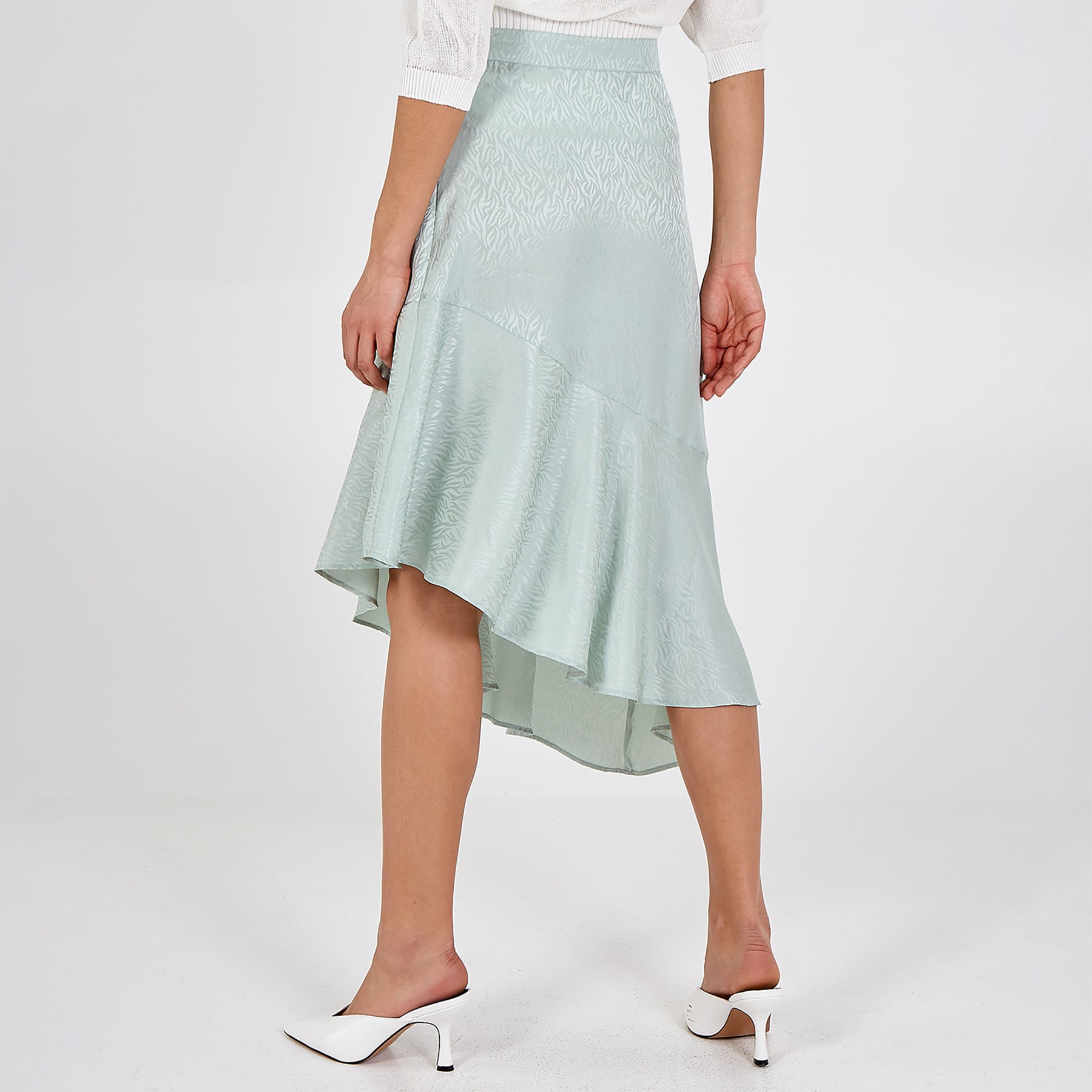 Asymmetric Hem Midi Skirt