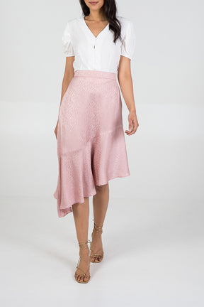 Asymmetric Hem Midi Skirt