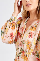 Gathered Detail Floral Print Blouse