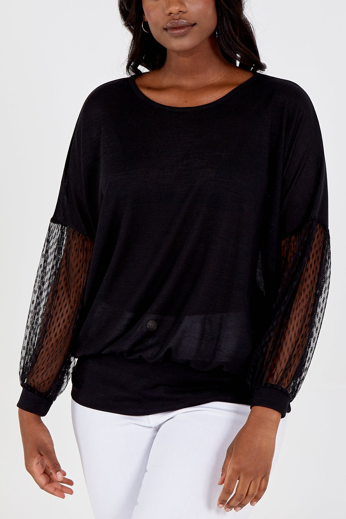 Curve Batwing Sleeeve Lace Top