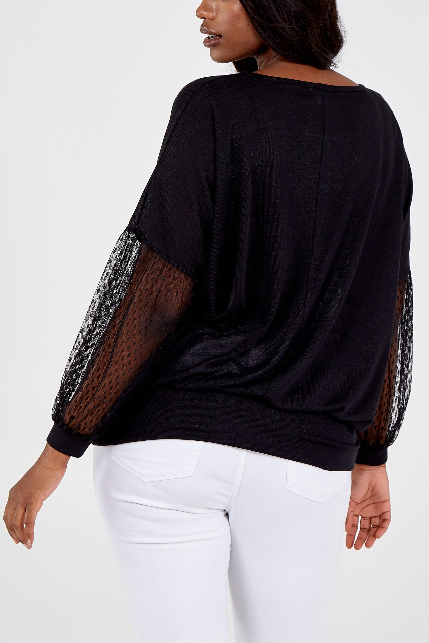 Curve Batwing Sleeeve Lace Top