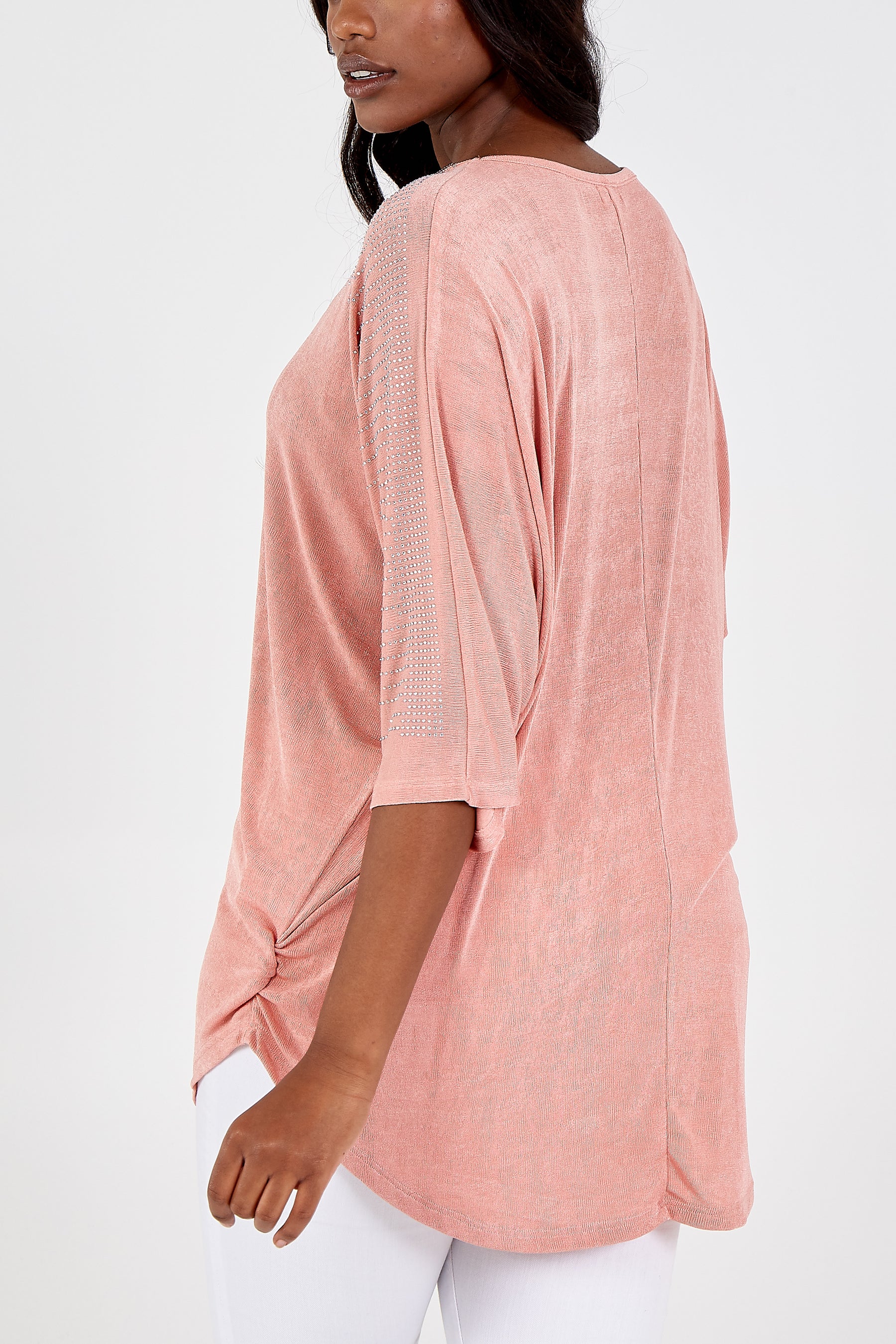 Curve Zip Front Diamante Top