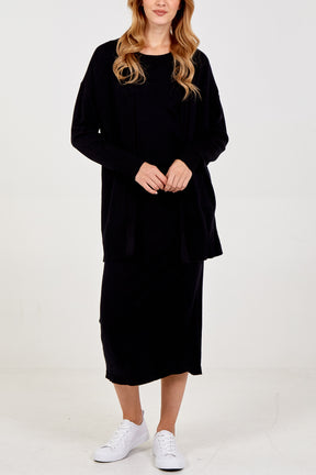 Knitted Midi Dress & Cardigan Set