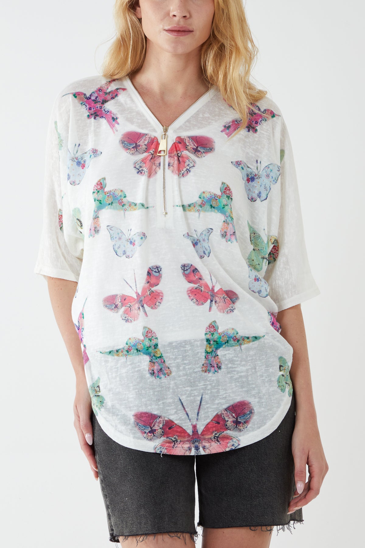 Ditsy Butterfly & Hummingbirds Print Top