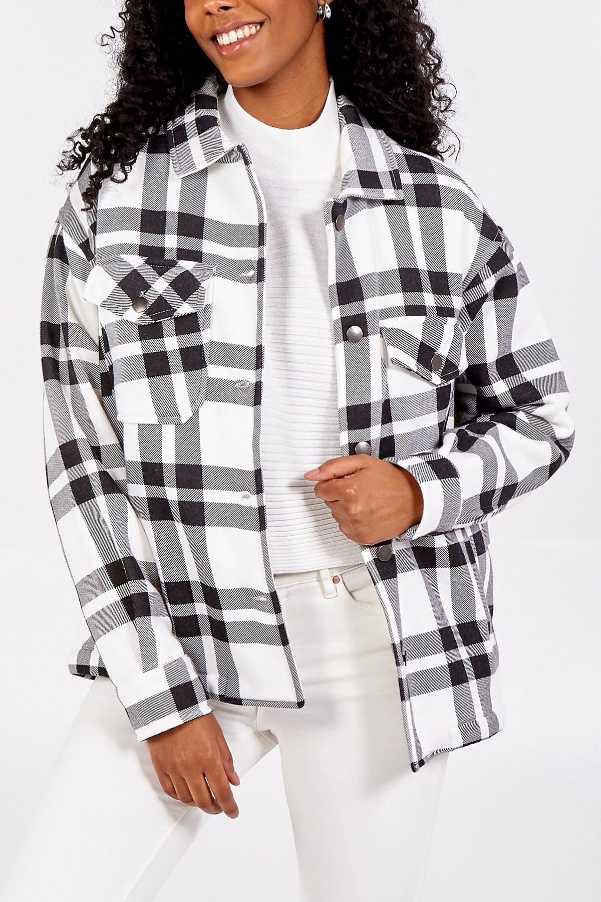 Check Shacket With Front Pockets