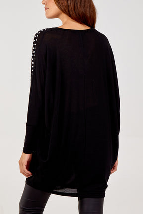 Pearl Embellished Batwing Top